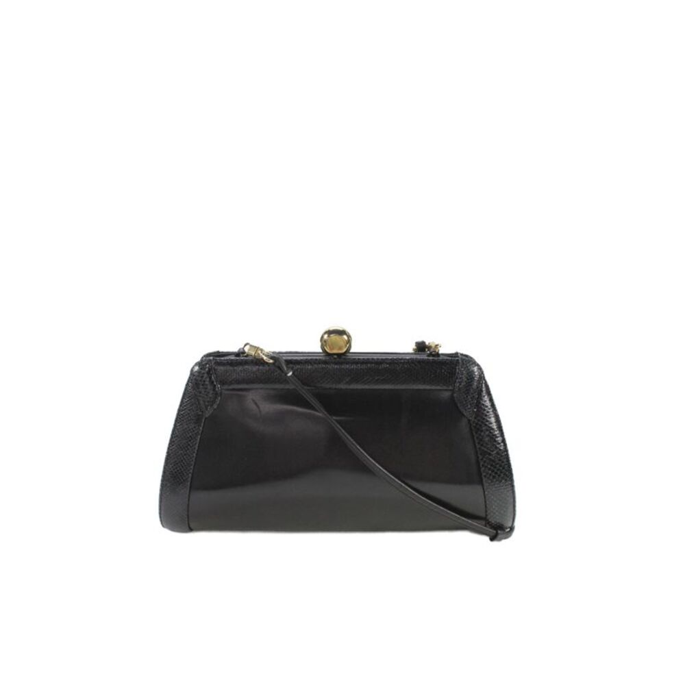 Bally Womens Leather Kiss Lock Closure Shoulder Bag Black